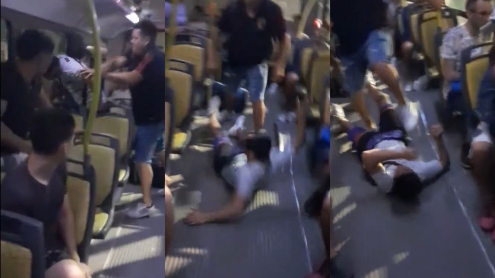 Al grito de "violín de m..." comenzó a golpearlo (captura de video).
