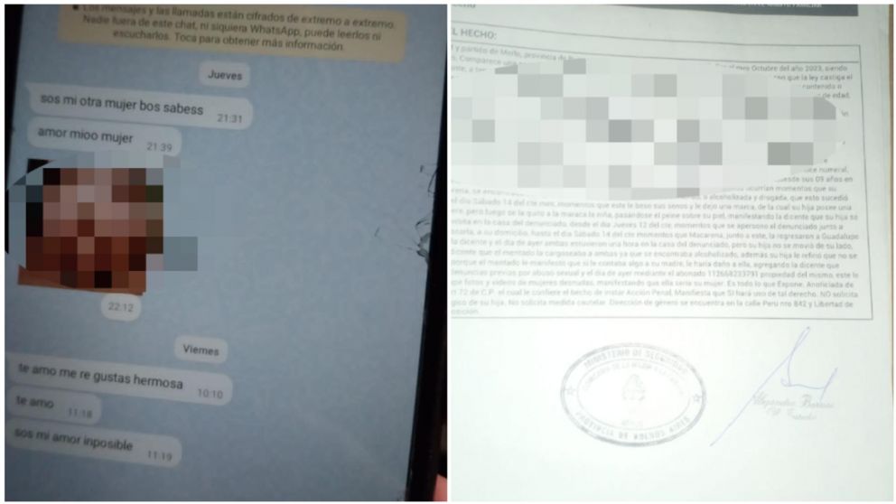 Los mensajes que le habría enviado el acusado a la adolescente y la denuncia por "abuso sexual" que ya está en manos de la Justicia.