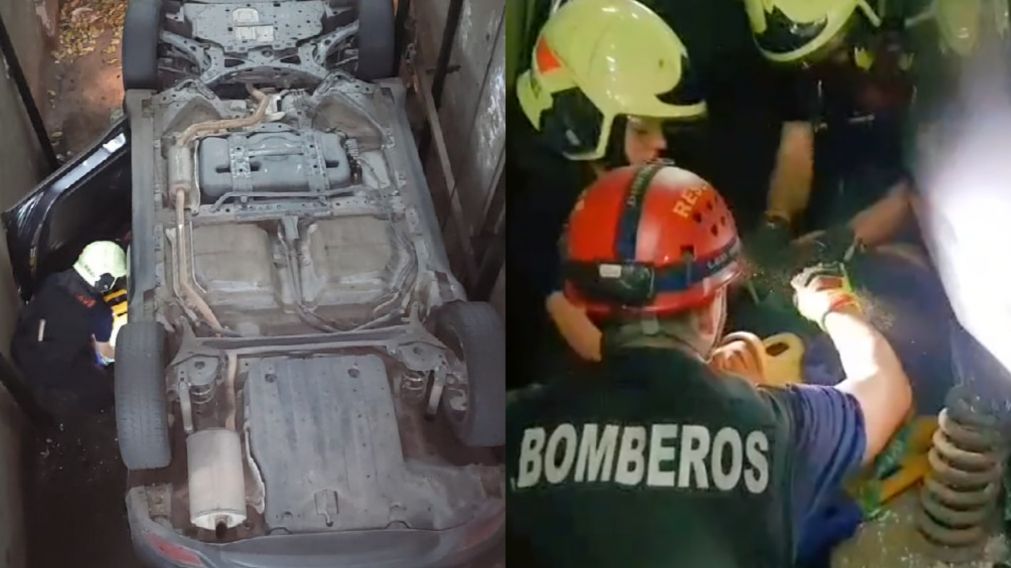 Los Bomberos de la Ciudad actuaron de urgencia para rescatar al conductor atrapado. (GCBA)