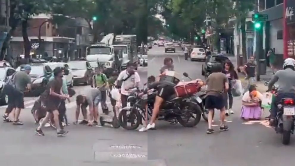 La secuencia quedó registrada por un pasajero de colectivo. (Twitter)