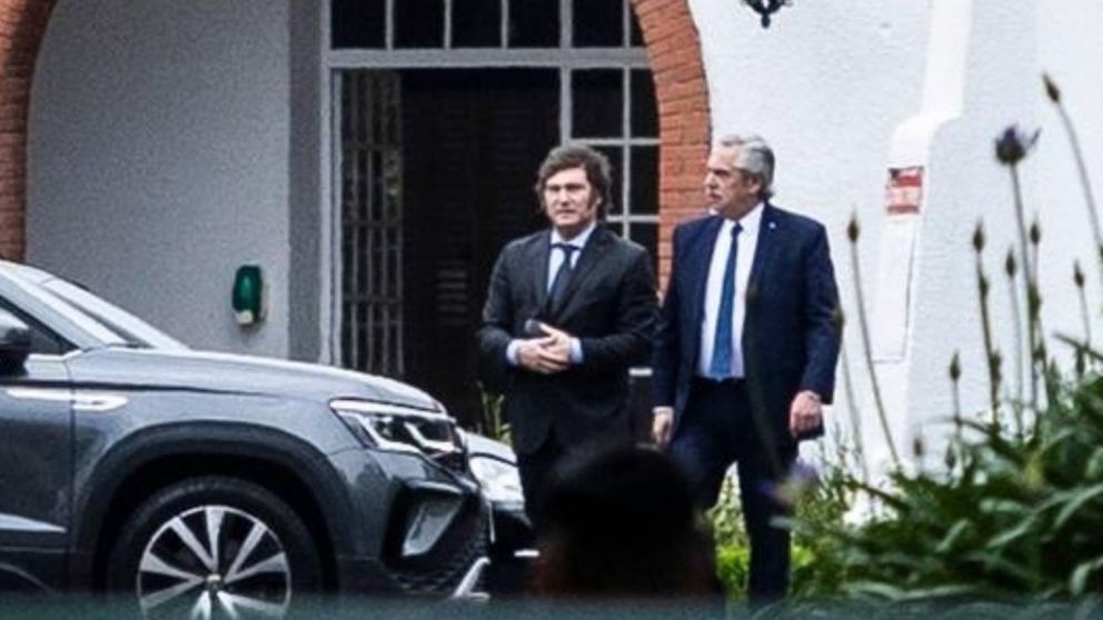 Javier Milei y Alberto Fernández en la Quinta Presidencial de Olivos.