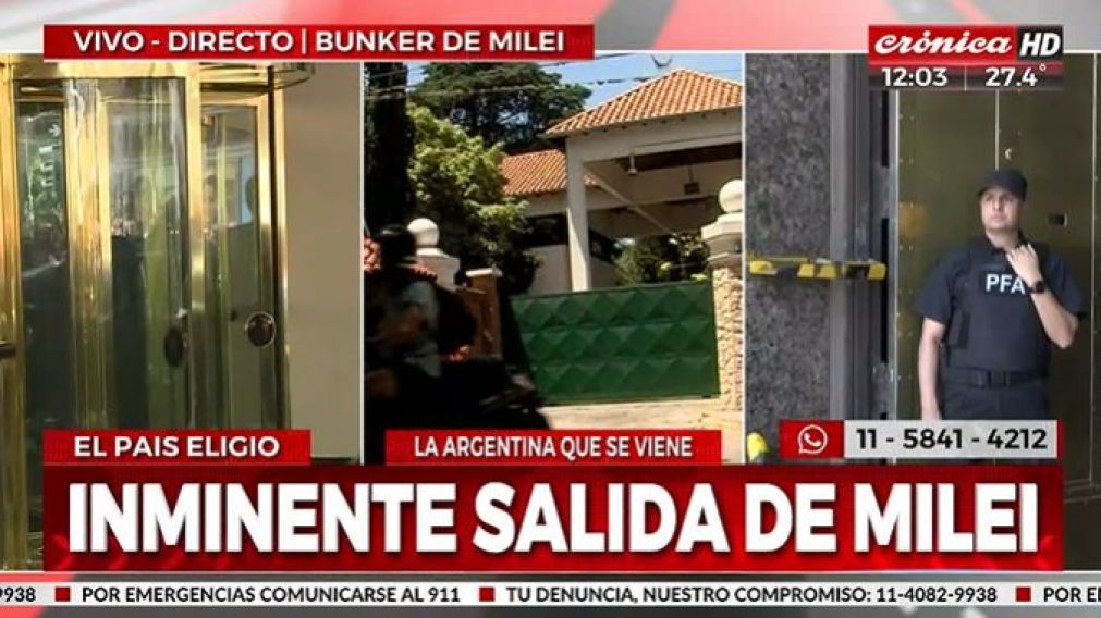 Javier Milei define su gobierno en el Hotel Libertador y hay gran expectativa por su salida