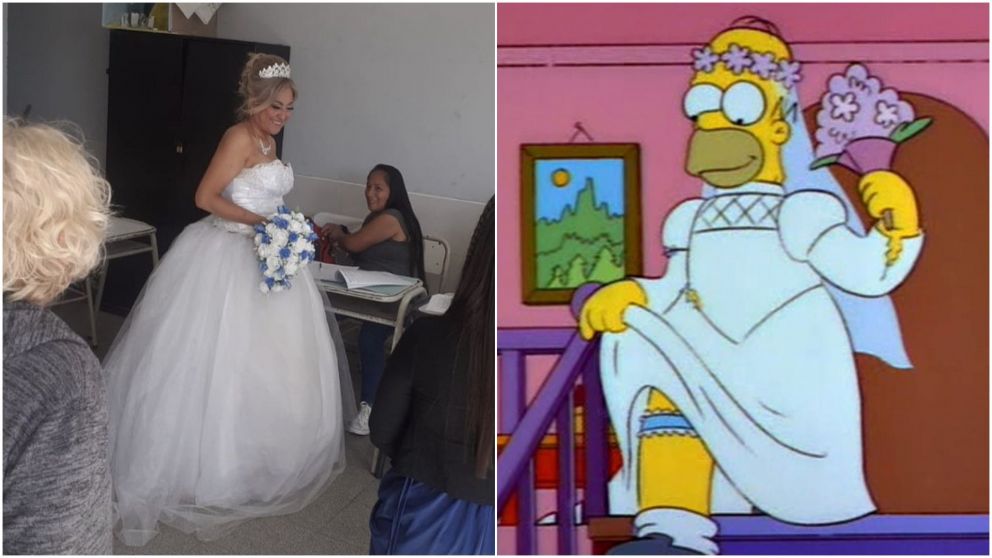 Primero el deber: una mujer fue vestida de novia a votar y caus� furor en las redes.