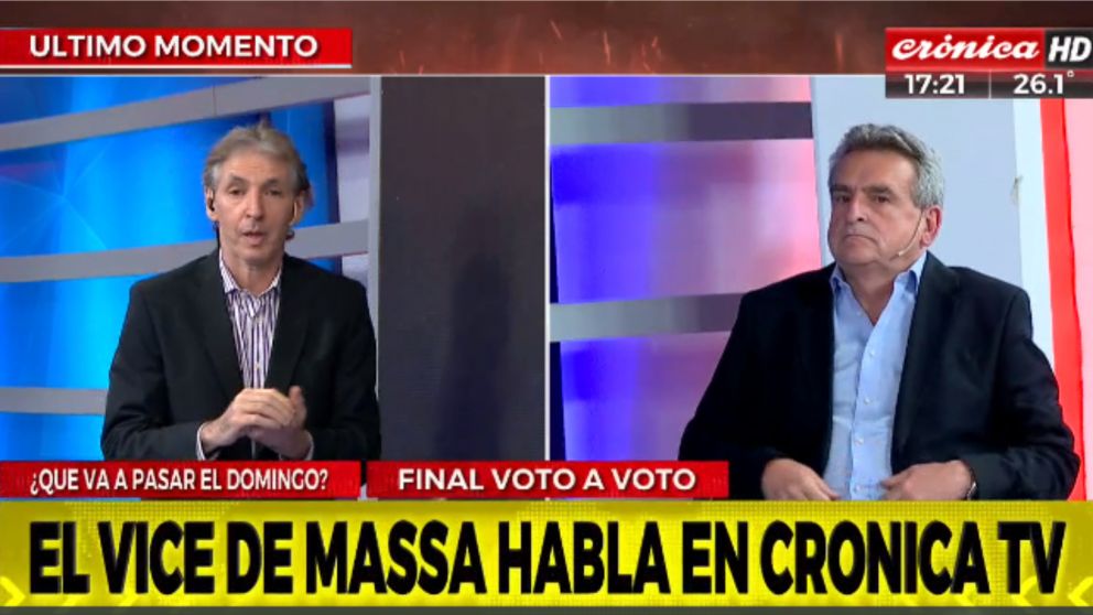 El candidato a vicepresidente de UxP visit� los estudios de Cr�nica HD.