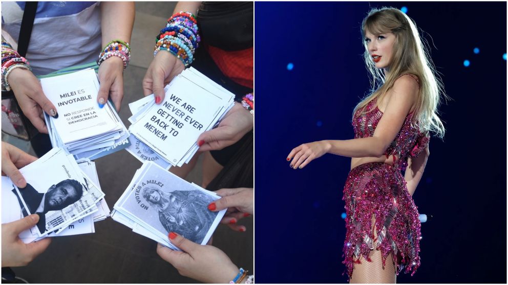 Las fanáticas de Taylor Swift ingresaron al estadio con boletas en contra de Milei.