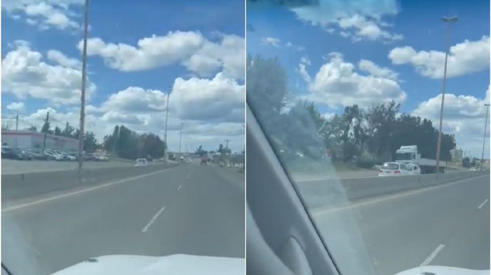 Un conductor filmó a un auto circulando en contramano por Ruta 3 en Comodoro (Imagen captura vídeo).