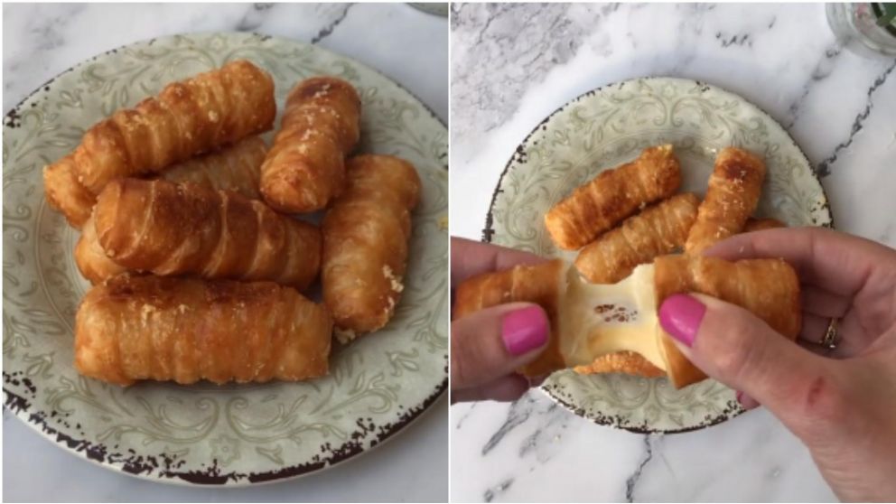 Receta de teque�os caseros con masa de tarta.