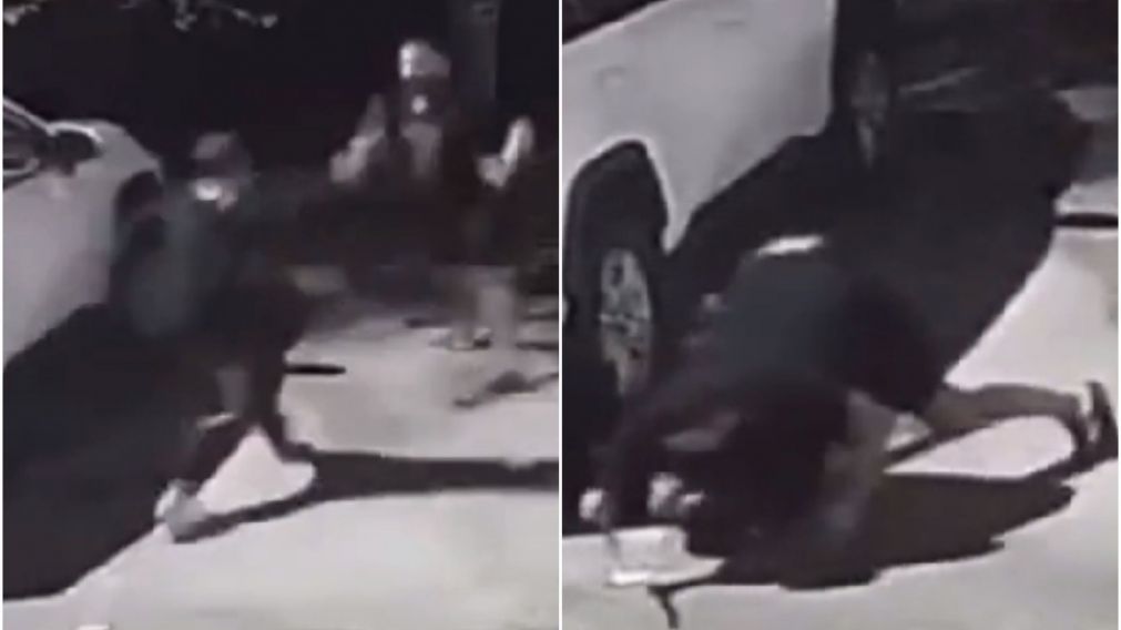 Un ladrón intentó atacar con un cuchillo a un ex luchador de MMA y recibió una brutal paliza (Imagen captura vídeo).