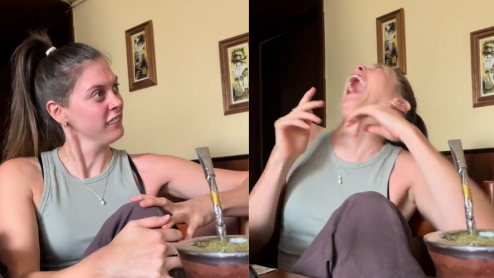 La reacción de Maddie al enterarse cómo llamamos en Argentina a un personaje infantil. (Fuente: TikTok)