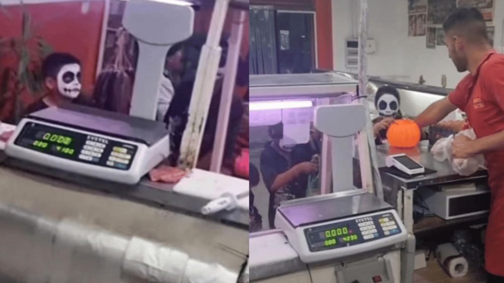 Fueron a pedir caramelos a una carnicería y el vendedor les dio un regalo especial (TikTok/ @nahuel_perez07).