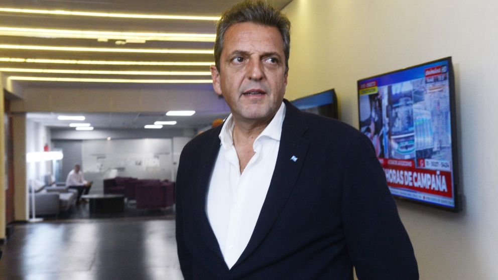 Sergio Massa, durante su última visita a los estudios de Crónica (Crónica/Hernán Nersesian).