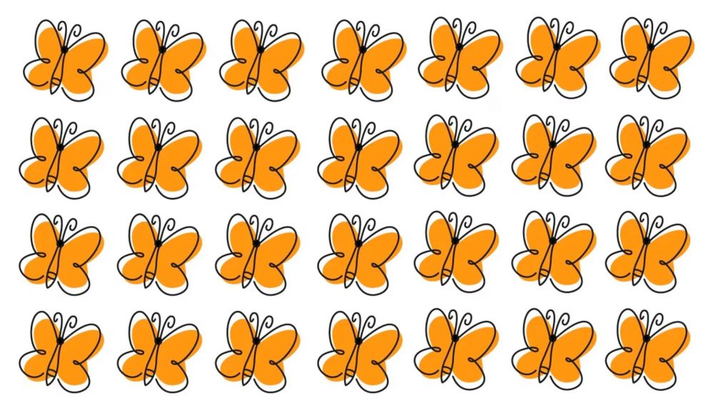 Una de las mariposas tiene una imperceptible diferencia.