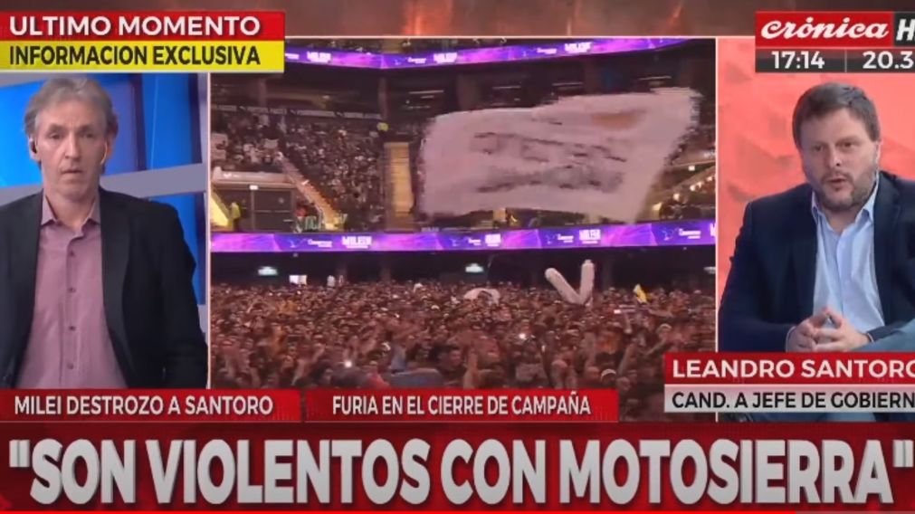 Leandro Santoro realiz� un fuerte descargo en los estudios de Cr�nica HD. (captura)