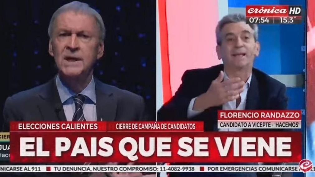 Florencio Randazzo visitó los estudios de Crónica HD a tres días de las elecciones generales (Captura de pantalla).