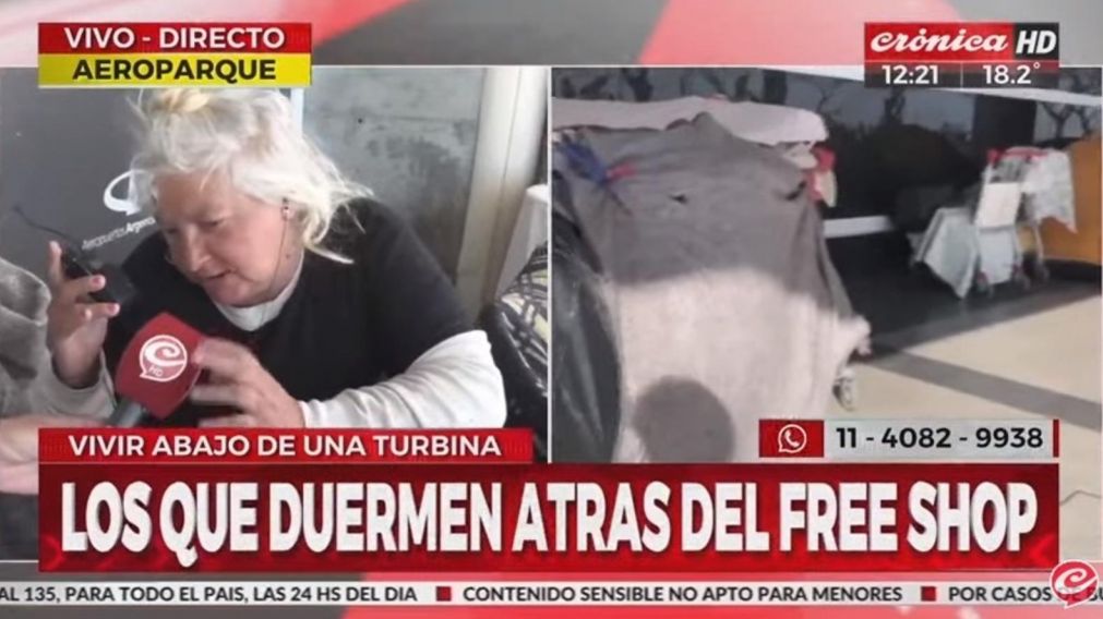 Paula, unas de las personas que habló con el móvil de Crónica HD en el Aeroparque Jorge Newbery (Captura de pantalla).