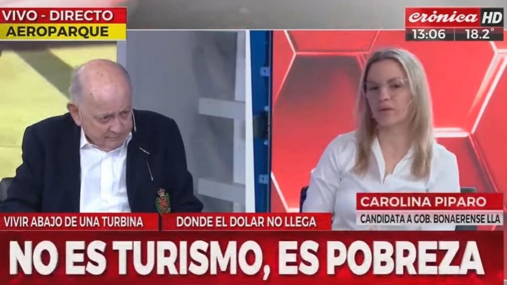 Carolina Píparo en un mano a mano con Chiche Gelblung por Crónica HD (Captura de pantalla).
