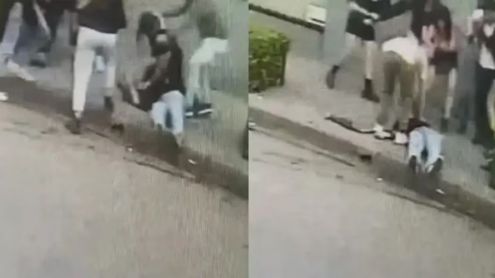 Un joven intentó defender a su amigo de una pelea y terminó siendo brutalmente agredido (Imagen captura vídeo).