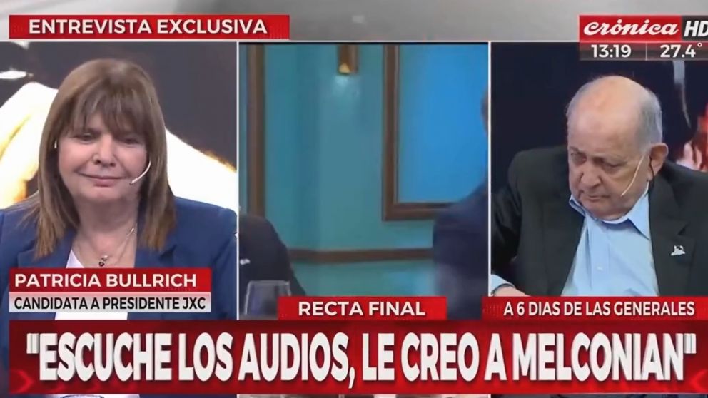 Bullrich y un error no forzado durante su entrevista en Crónica.