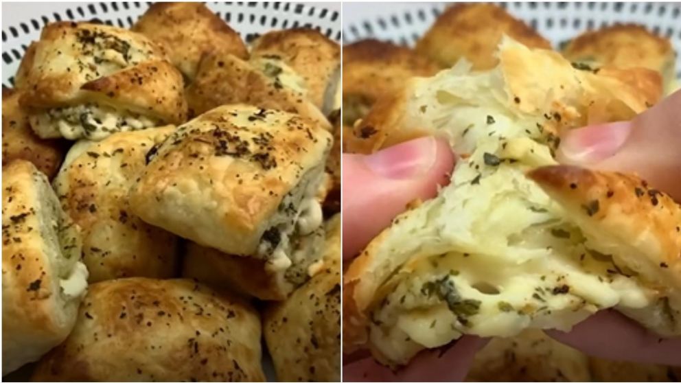 Bocaditos de queso con masa de tarta: ricos y f�ciles de hacer.