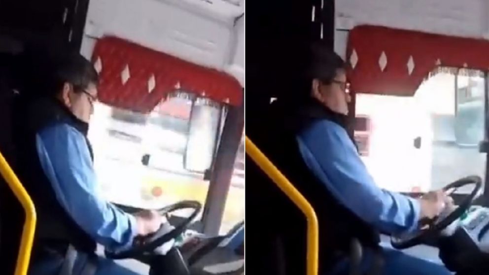Un colectivero atropelló a un ciclista mientras usaba su celular al volante (Imagen captura vídeo).