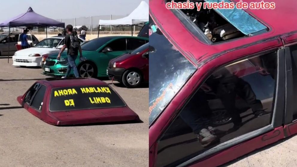 Presentó "el auto más bajo de Mendoza", que roza al suelo y tiene motor adentro, y estallaron las reacciones en TikTok.