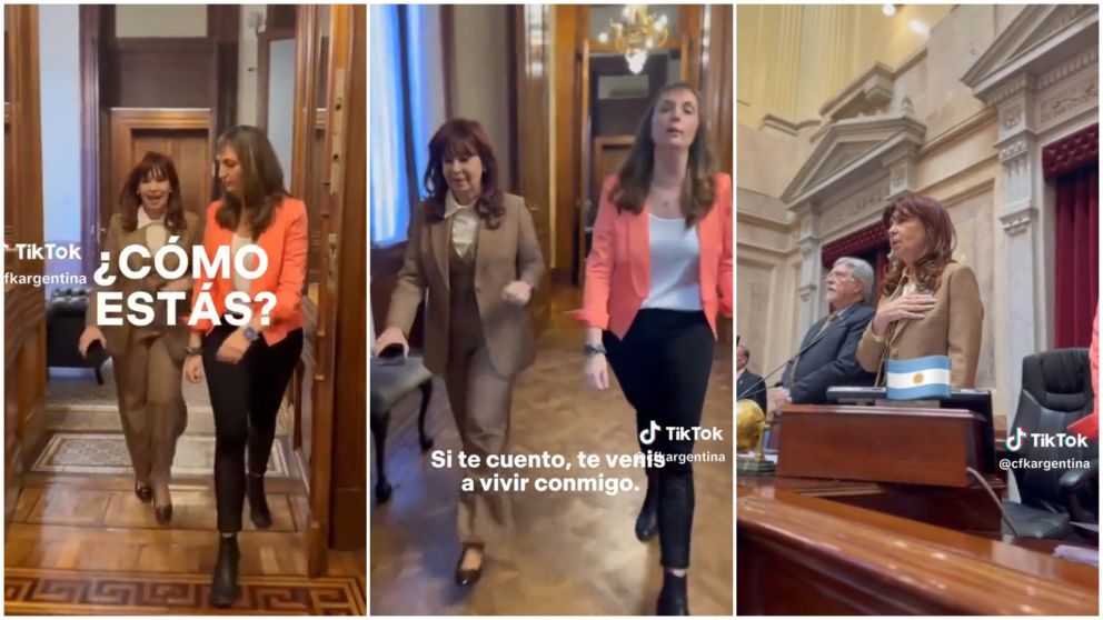 Cristina Kirchner llegó al Senado con un desopilante video en su flamante cuenta de TikTok: "Hola, ¿qué tal?".
