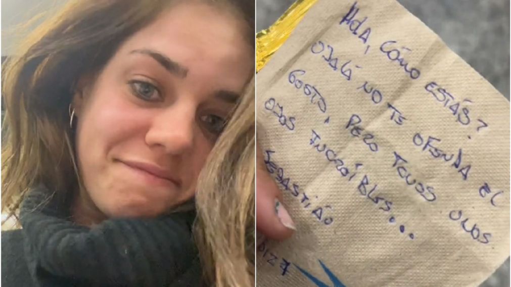 Una joven fue piropeada por una aeromozo durante un viaje y su reacci�n fue incre�ble (Imagen captura v�deo).