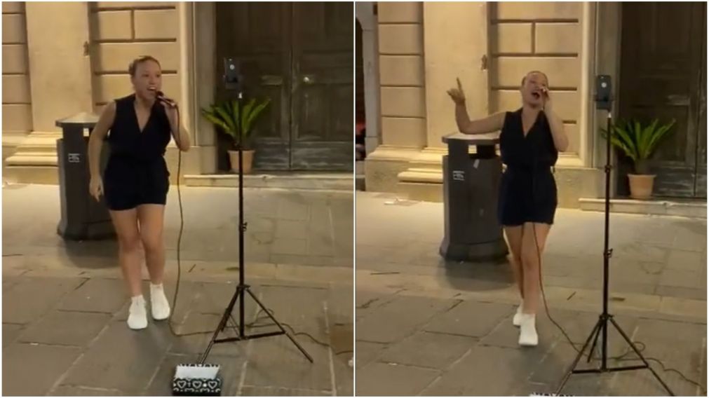 Una joven argentina causó furor en TikTok al improvisar un recital de cumbia en las calles de Italia.