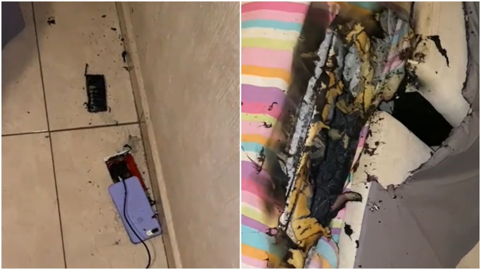 Le explotó el celular muy cerca de la cama y la escena alertó a todos (TikTok.com/@el_chivito_ivan).