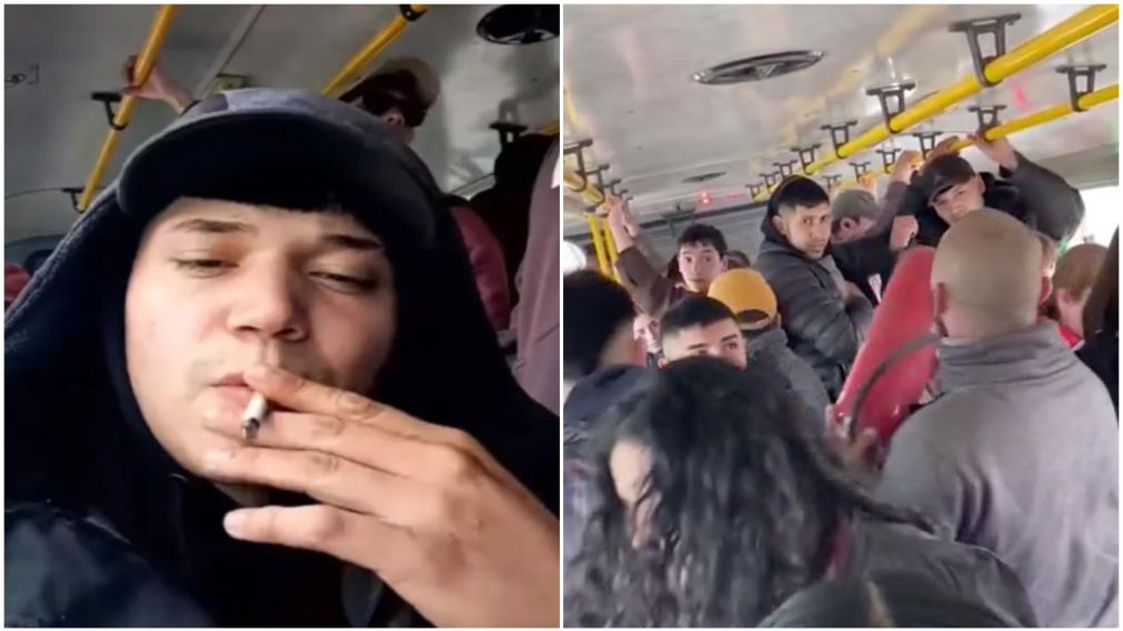 El violento video de un pasajero fumando en un colectivo se volvi� viral en las redes sociales.