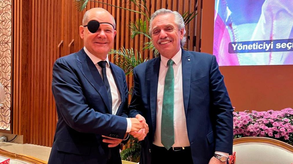Alberto Fern�ndez mantuvo una reuni�n bilateral con el canciller alem�n, Olaf Scholz.