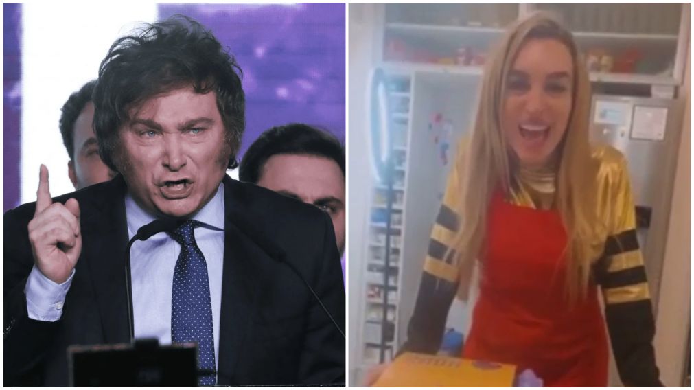 Javier Milei y Fátima Florez promocionarion huevos producidos por gallinas libertarias.