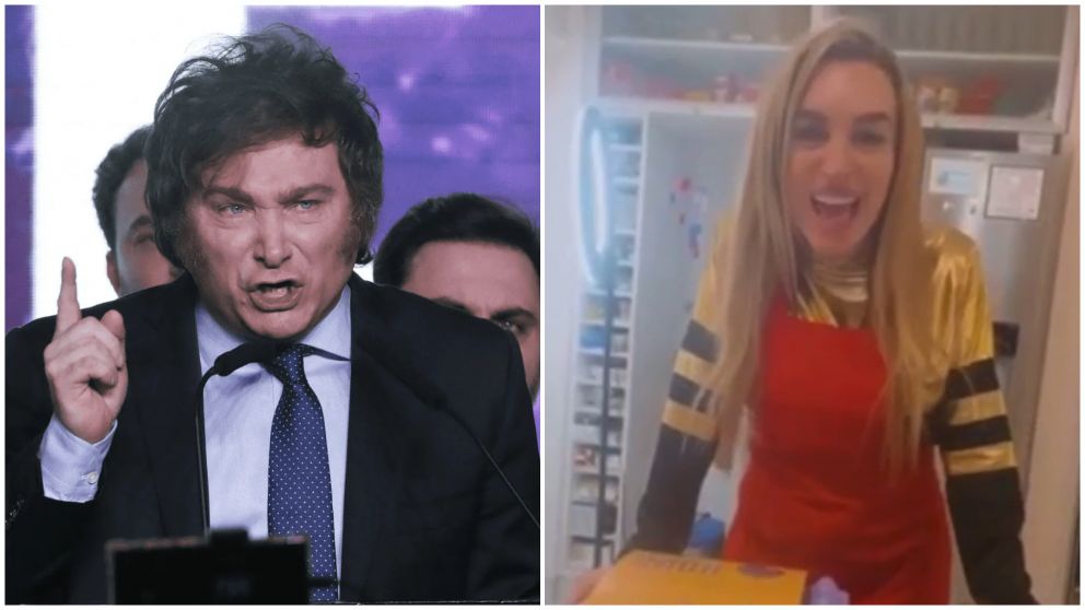 Javier Milei y Fátima Florez promocionarion huevos producidos por gallinas libertarias.