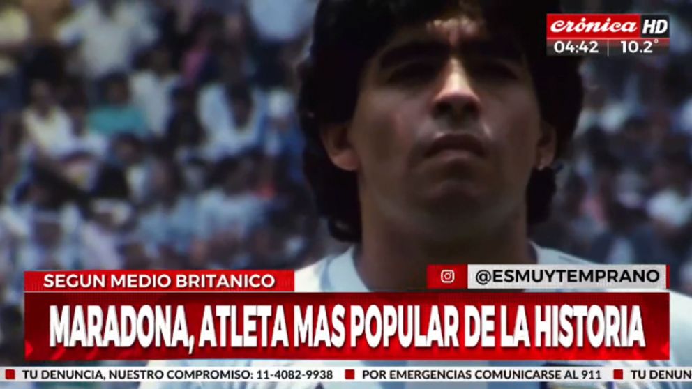 Maradona fue elegido como el deportista más popular de la historia