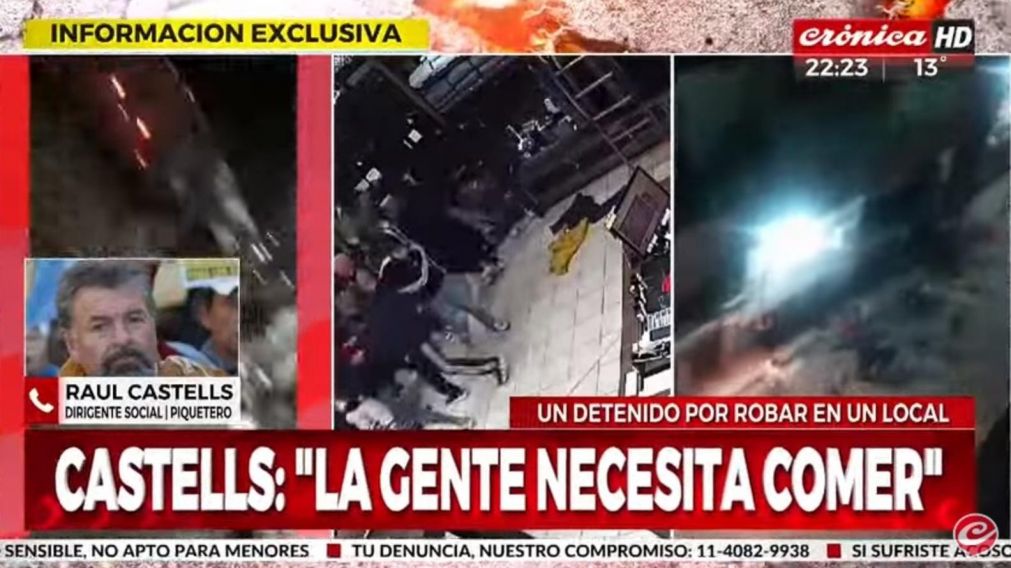 Raúl Castells fue entrevistado en Crónica HD el martes por la noche (Captura de pantalla).