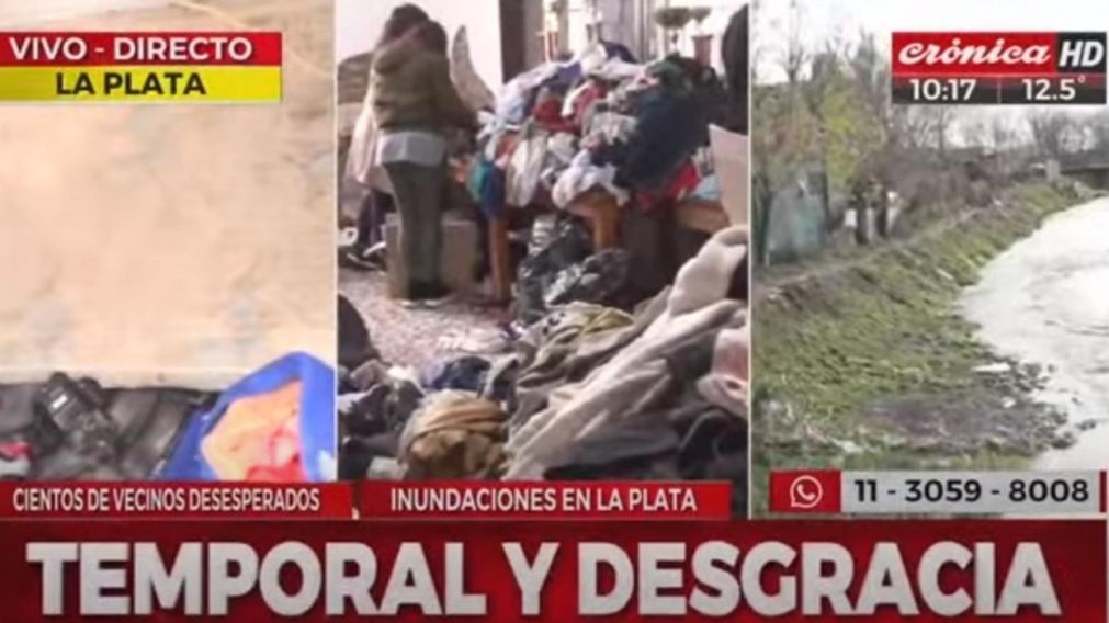 Al menos 1.000 familias de La Plata fueron afectadas por el temporal (Captura de Cr�nica HD).