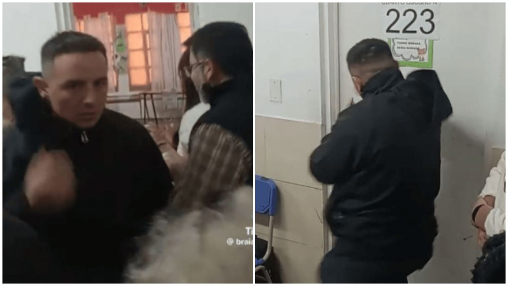 Un votante abrió un aula con una patada "furiosa y el momento es viral (TikTok/@braianmaxy).