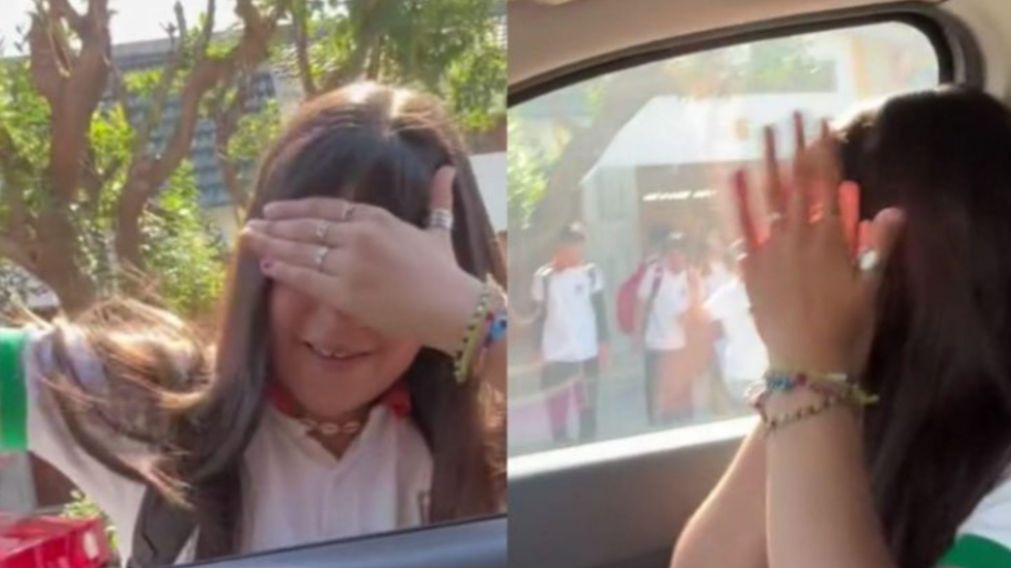 La nena, avergonzada por la divertida actitud que decidió tomar su padre, quien por los videos se volvió viral en TikTok.