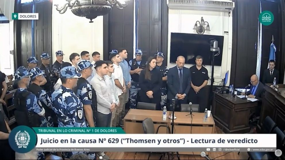 El momento en que se dio a conocer el veredicto por el crimen de Fernando Báez Sosa (Captura de pantalla/Archivo).