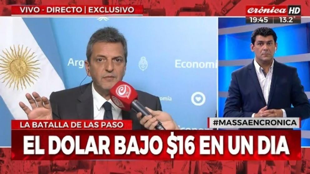 Sergio Massa brindó este martes una entrevista exclusiva a Crónica (Captura de pantalla).