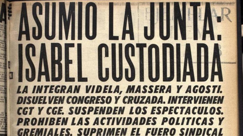 La tapa del miércoles 24 de marzo de 1976.