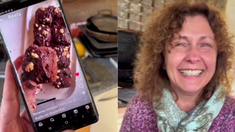 La mujer no pudo evitar estallar de risa cuando su hijo fue a ver cómo había salido el "brownie húmedo" y ahora el video es viral en TikTok.