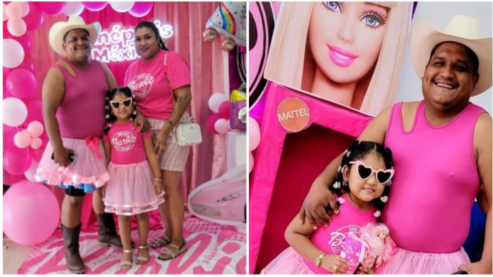 El padre que se vistió de Barbie por su hija es viral (Facebook/gruas.grillo).