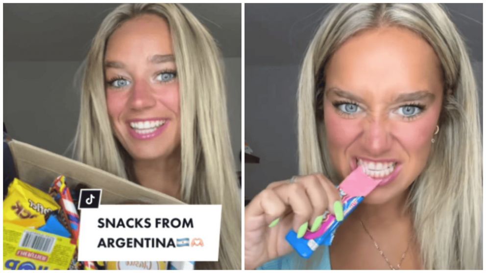 La joven estadounidense se llev� una sorpresa al probar los snacks (TikTok/@gracemarywilliams).