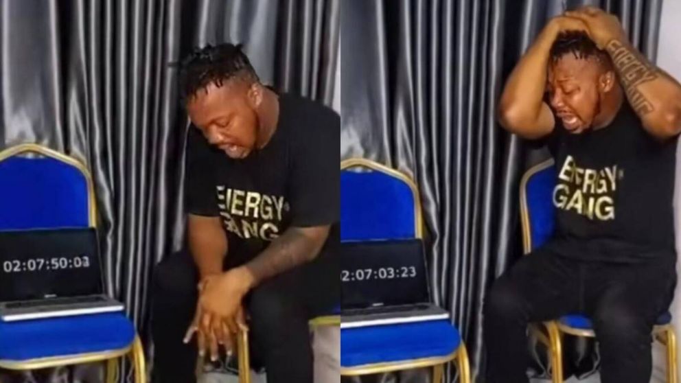 Un hombre quedó ciego luego de llorar durante varios días para romper un récord Guinness (Imagen captura vídeo).