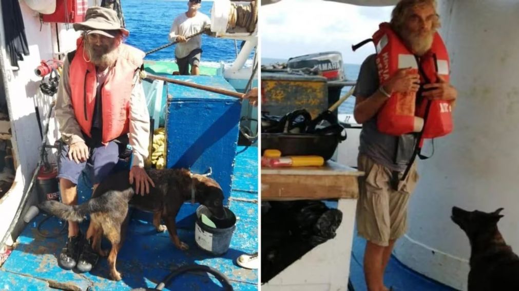 Un n�ufrago australiano y su perra fueron rescatados tras estar meses a la deriva en el oc�ano pac�fico (Imagen Grupomar).