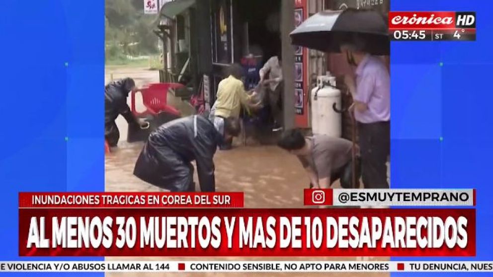 Inundaciones en Corea del Sur dejan al menos 30 muertos y 10 desaparecidos