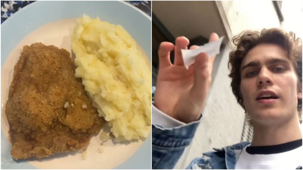 El joven que compartió en su cuenta de TikTok el increíble precio que pagó por un plato de milanesas con puré en un restaurante en Recoleta.