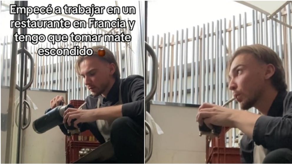 Un francés es fanático del mate y tiene que tomarlo a escondidas en su trabajo.