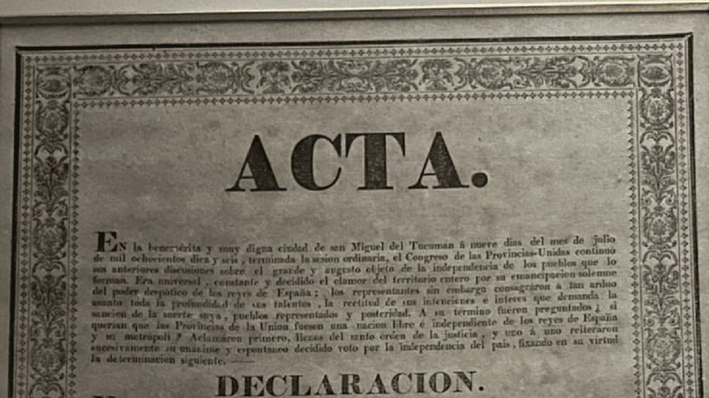 La Aduana recuperó una copia histórica del acta de 1816 que declara la Indepencia Argentina.